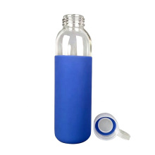 custom 500ml recycled sports glass water bottle with bpa free cap and silicone sleeve